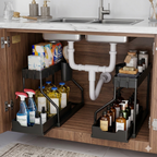 Under‑Sink Sliding Organizer – Double Layer Storage Rack