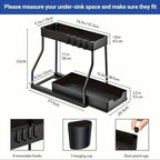 Under‑Sink Sliding Organizer – Double Layer Storage Rack