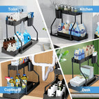 Under‑Sink Sliding Organizer – Double Layer Storage Rack